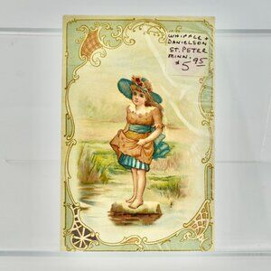 Kingsbury Piano Victorian Trading Trade Card Antique Girl